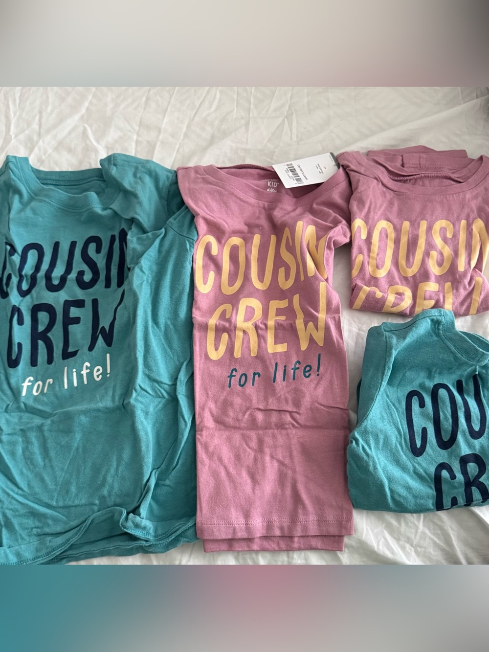 Carter's "Cousin Crew" Graphic Tees - Teal & Mauve bundle 4 items size 3,5,6,7
